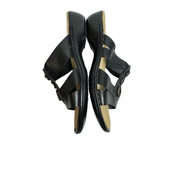 Clark’s bendables black leather wedge sandals size 6 - Picture 13 of 15